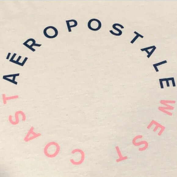 Aeropostale Graphic Logo Tee White Blue & Pink  Womens Jr M #38L - Picture 5 of 8